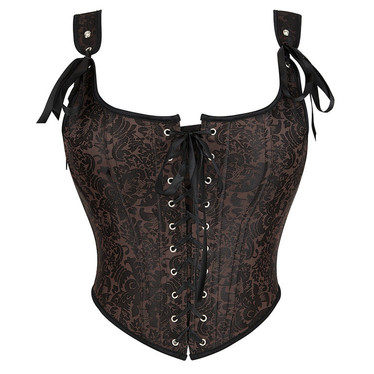 Double-shoulder Strap Jacquard Vintage Corset | Up To 6XL