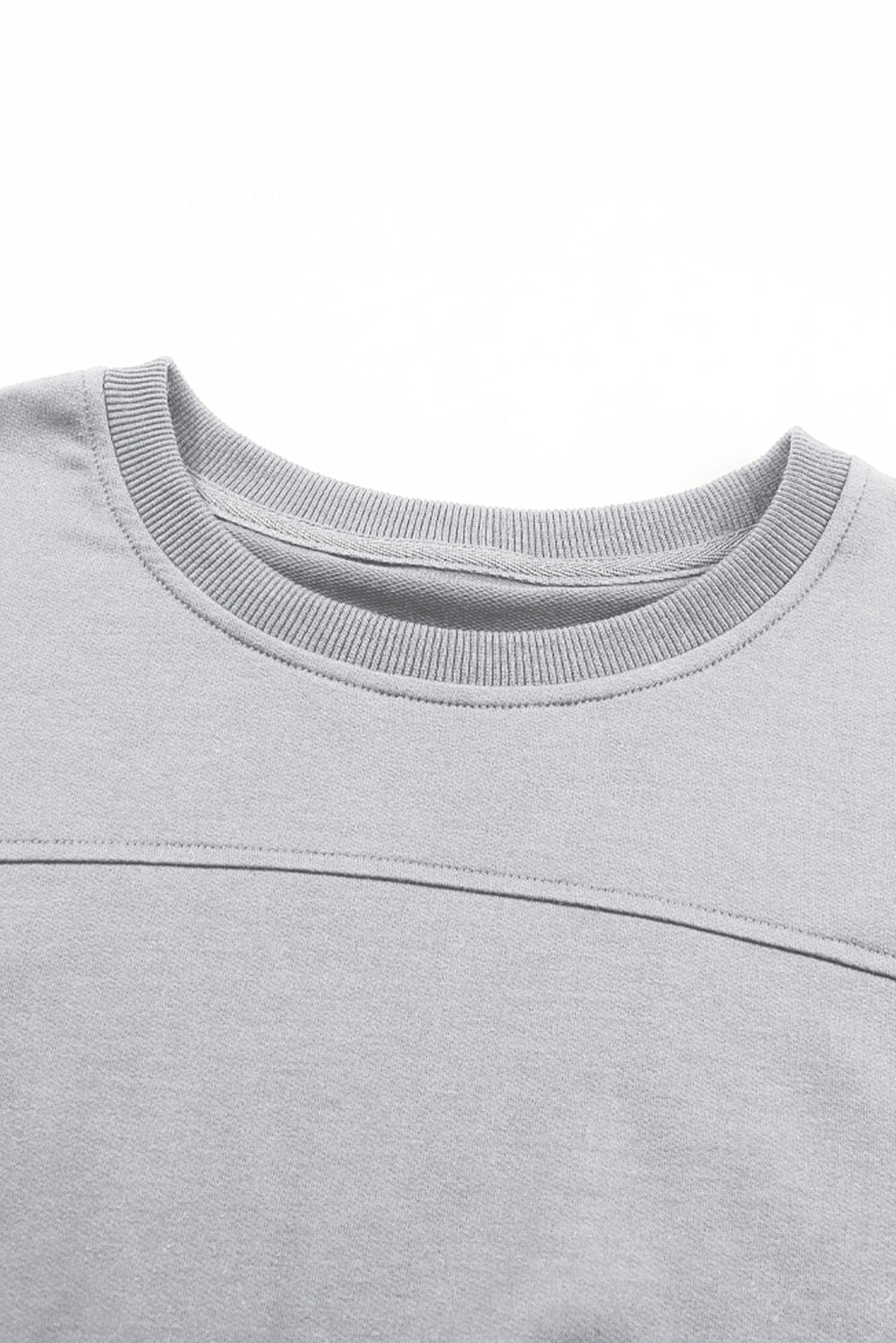 Cotton Blend Light Grey Solid Criss Cross Crop Top and Pants Active Set
