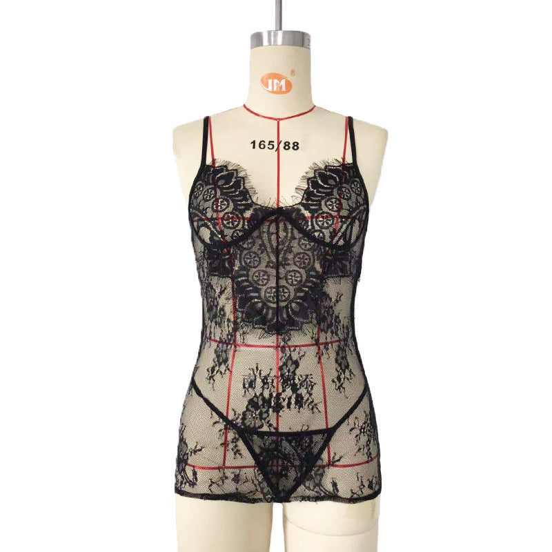 Sexy Transparent Stretch Lace Chemise Lingerie