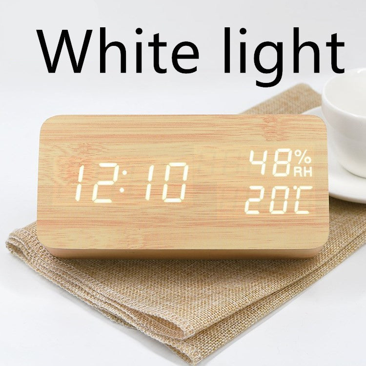 Multi-function Wooden Luminous Led Alarm Clock