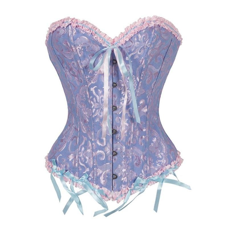 Patterned Boned Corset | Black, Green, Purple, White or Red