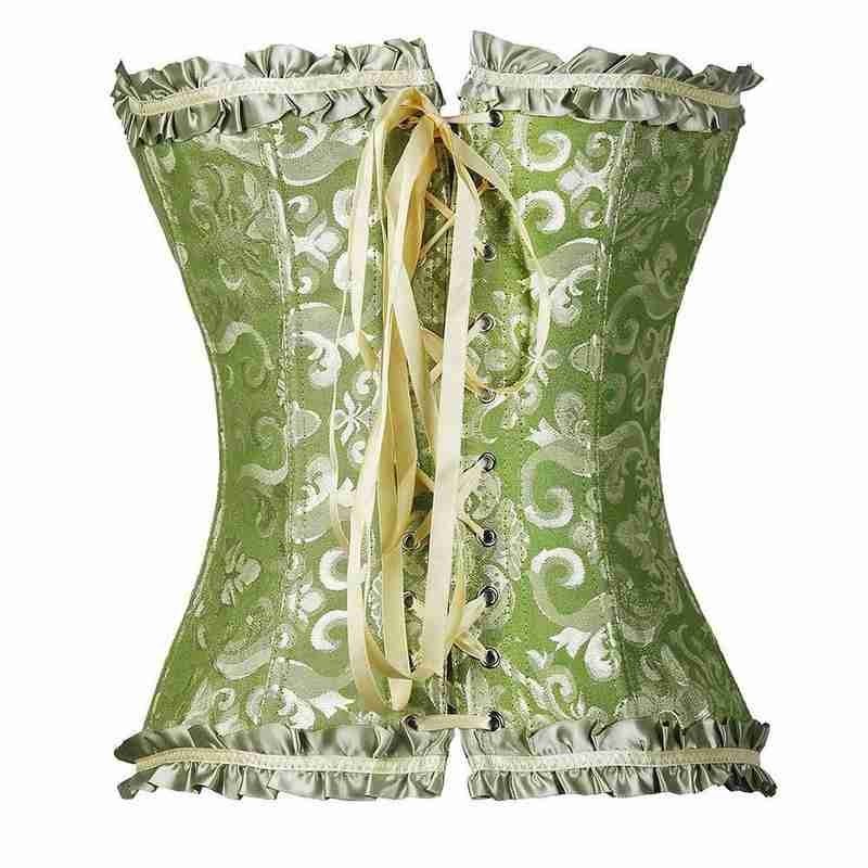 Patterned Boned Corset | Black, Green, Purple, White or Red