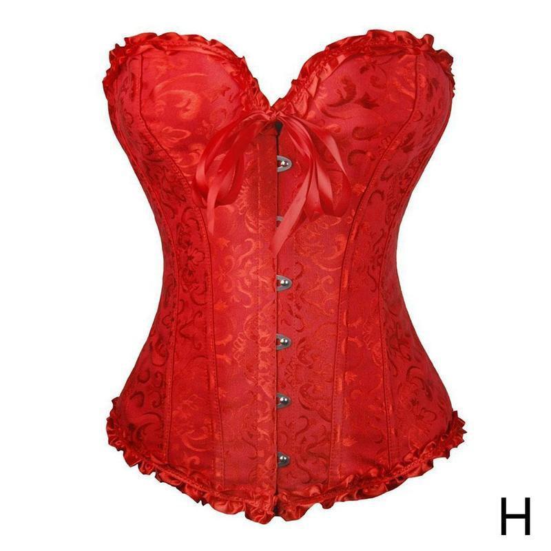 Patterned Boned Corset | Black, Green, Purple, White or Red