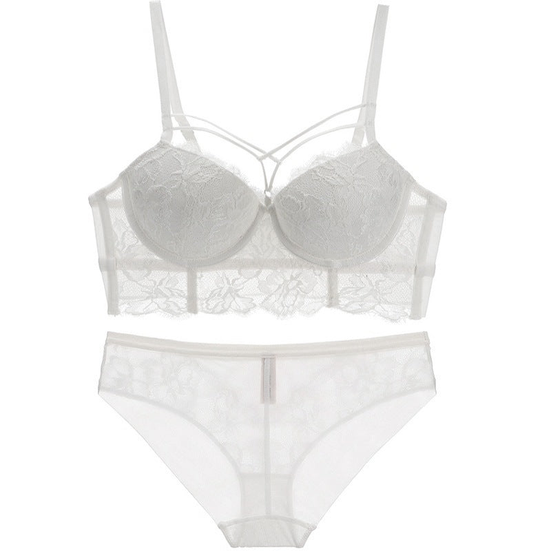 Feminine Lace Underwire Bra Set with Matching Lace Knickers