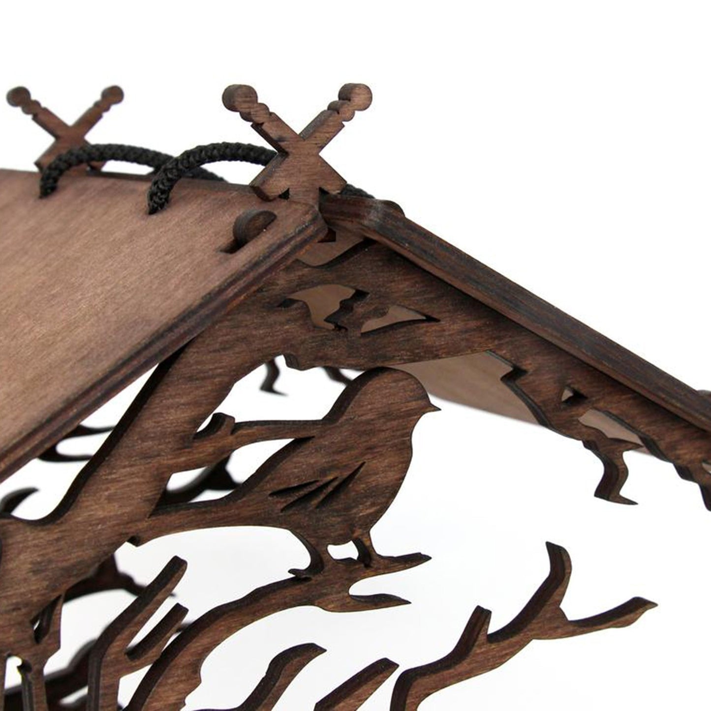 Hanging Bird Seed Tray Wooden Bird Feeder Outdoor Garden Decoration