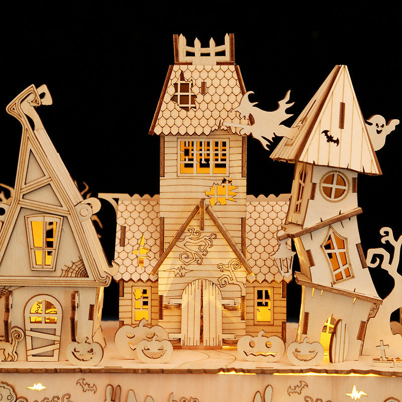 Haunted House Wooden 3D Puzzle - DIY Assembly Kit