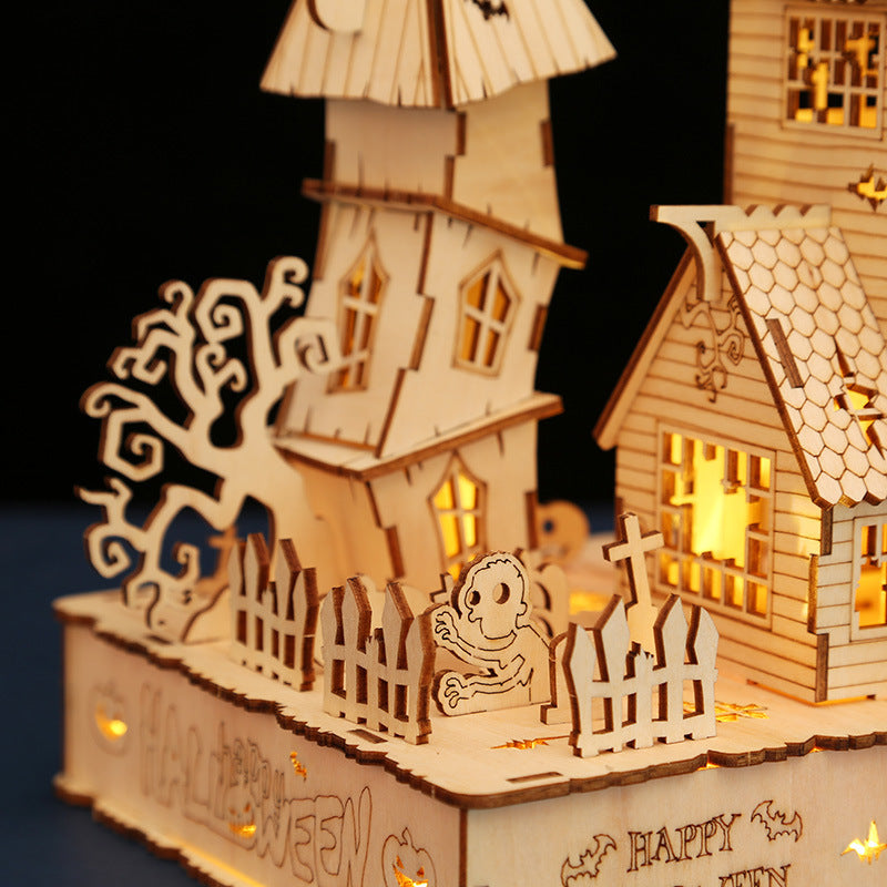 Haunted House Wooden 3D Puzzle - DIY Assembly Kit