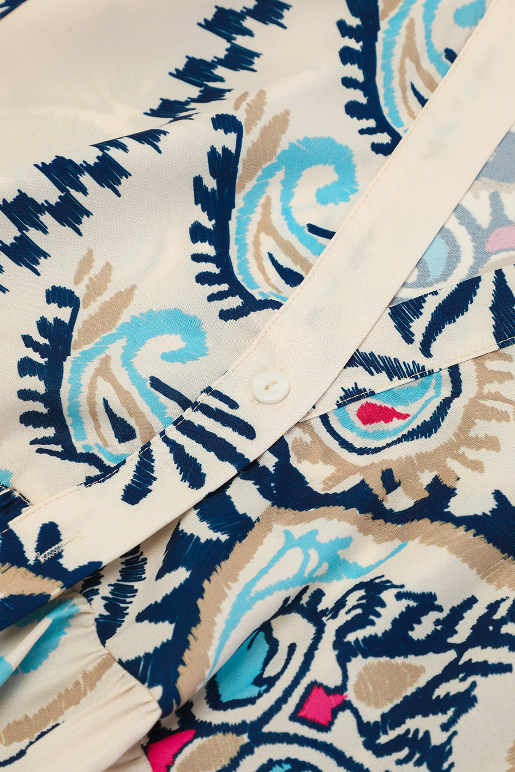 Bohemian Print Bracelet Sleeve Buttoned Mini Summer Dress