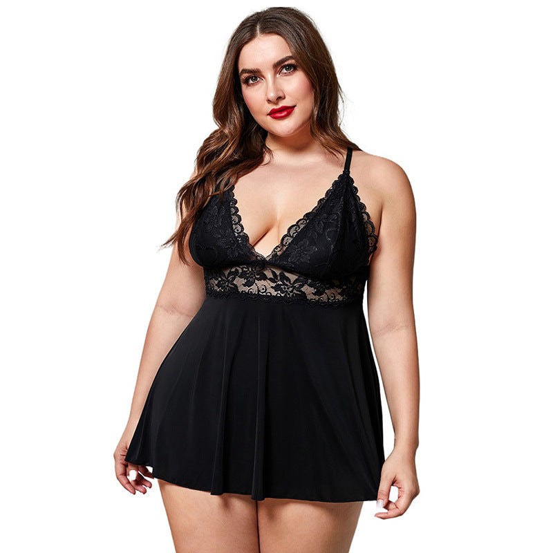 Women's European And American Plus Size Lace Stitching Dress
