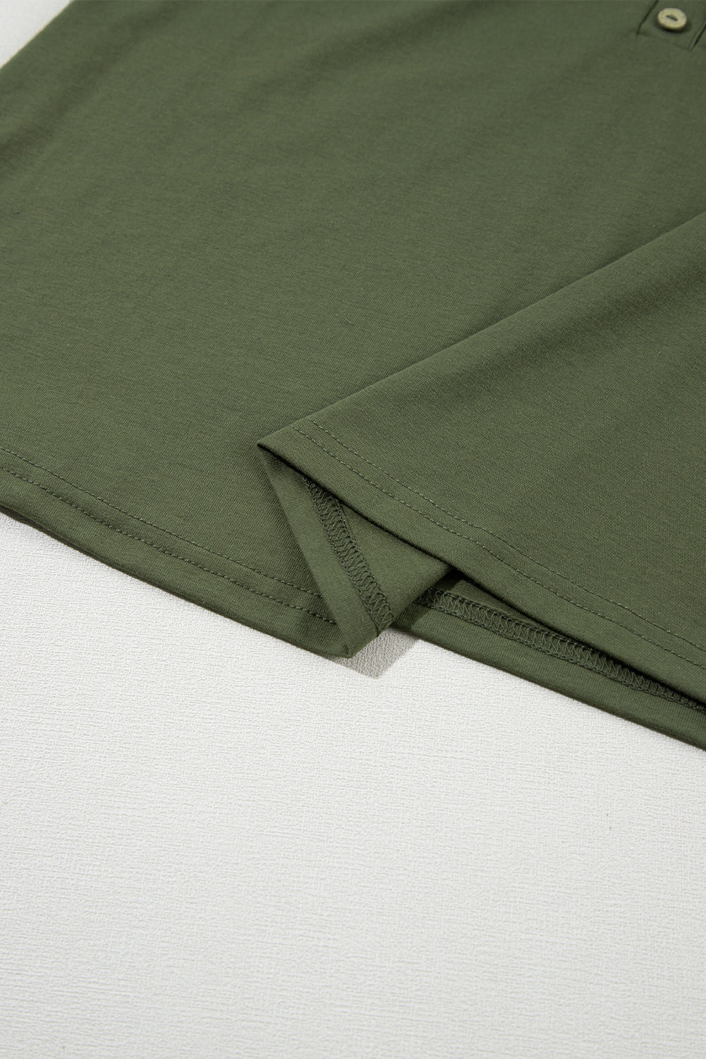 Cotton Blend Jungle Green Half Button V Neck Patched Pocket Tank Top