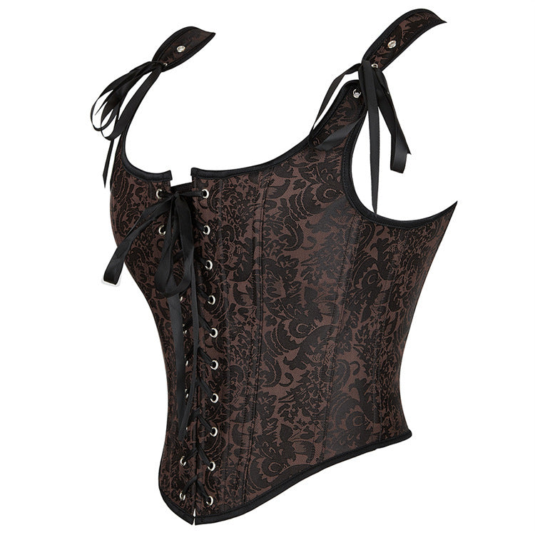 Double-shoulder Strap Jacquard Vintage Corset | Up To 6XL