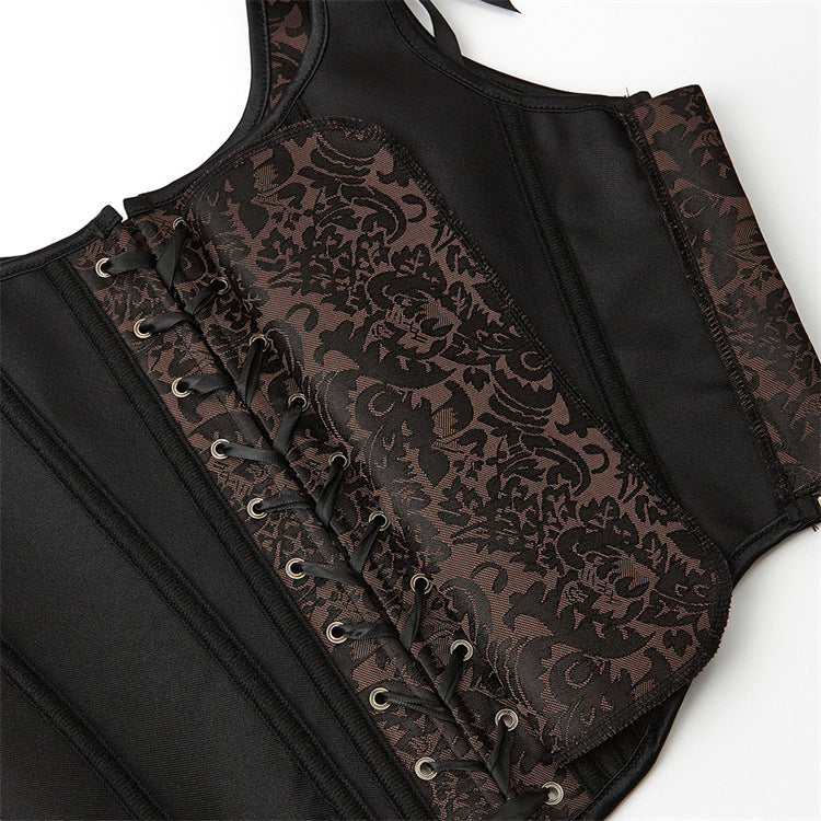 Double-shoulder Strap Jacquard Vintage Corset | Up To 6XL