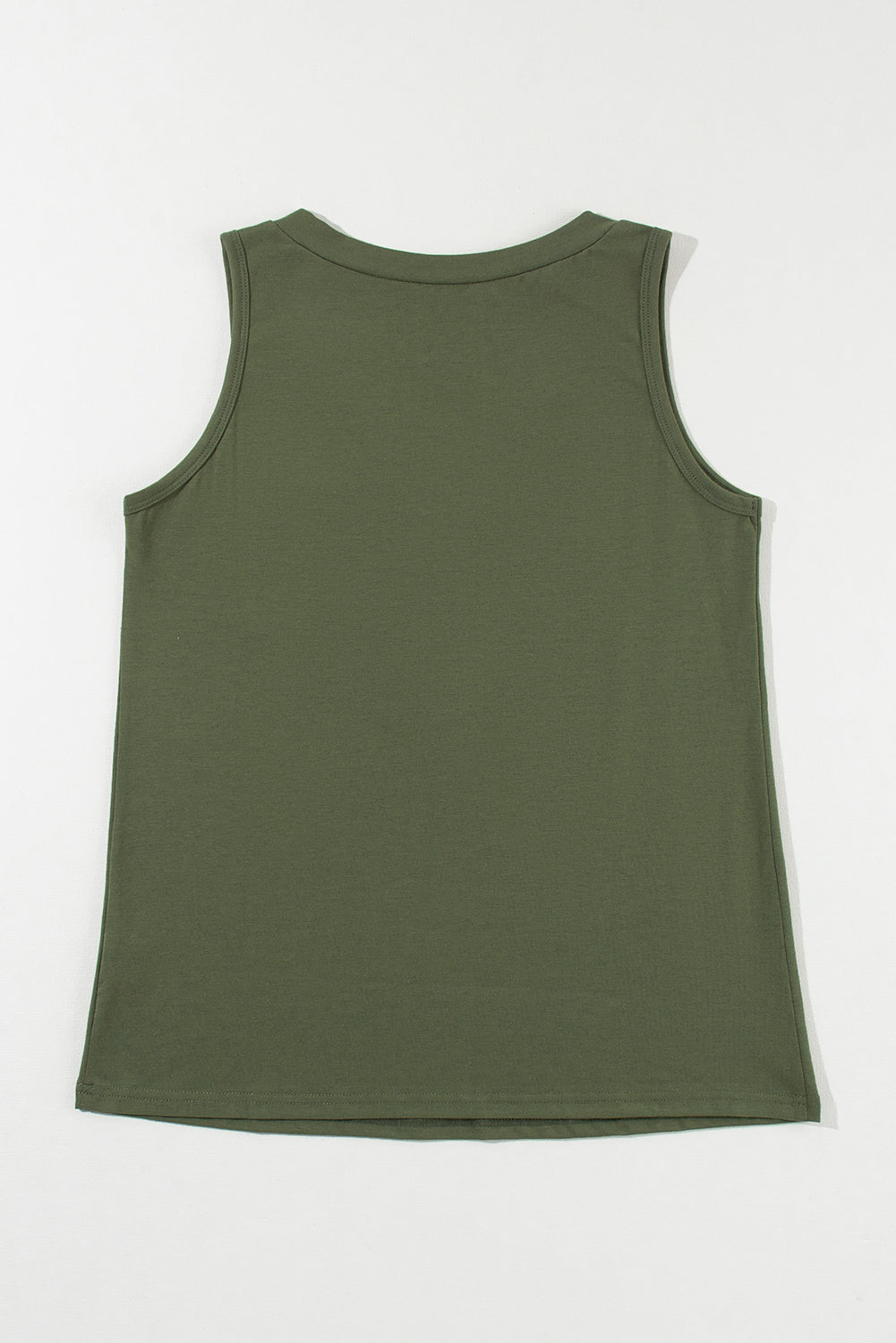 Cotton Blend Jungle Green Half Button V Neck Patched Pocket Tank Top