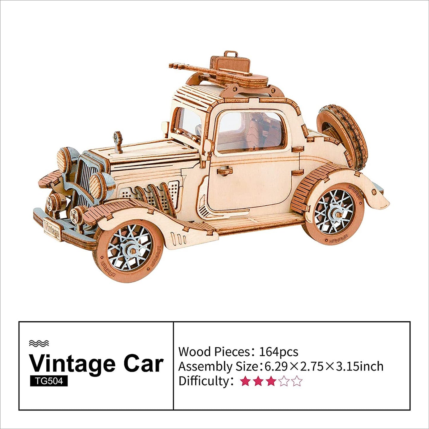 Robotime ROKR Vintage Transport 3D Model Wooden Puzzle - Vintage Car or Tram