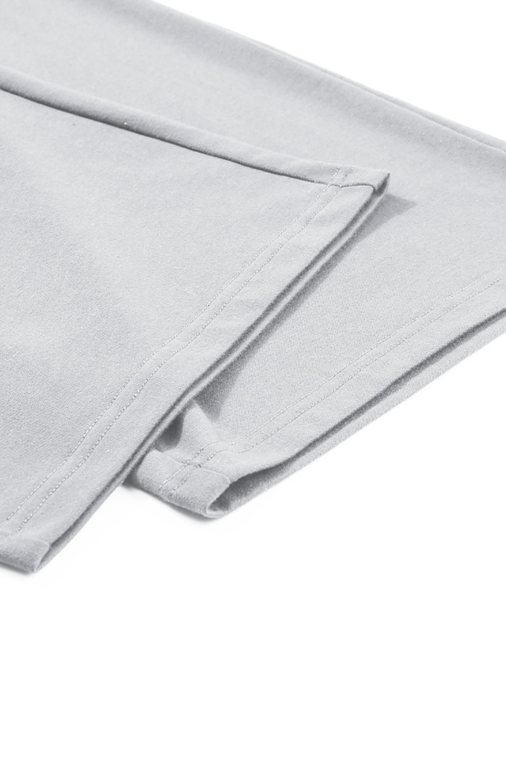 Cotton Blend Light Grey Solid Criss Cross Crop Top and Pants Active Set