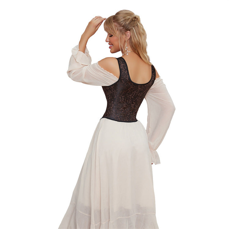Double-shoulder Strap Jacquard Vintage Corset | Up To 6XL