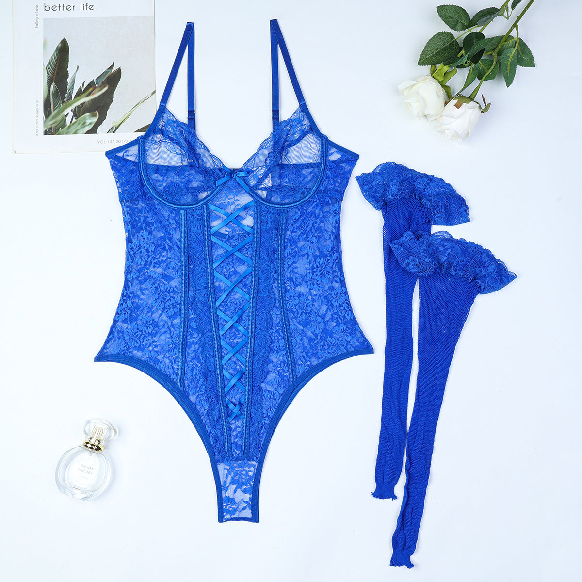 Women's Fashion Lace Splicing Sling Jumpsuit