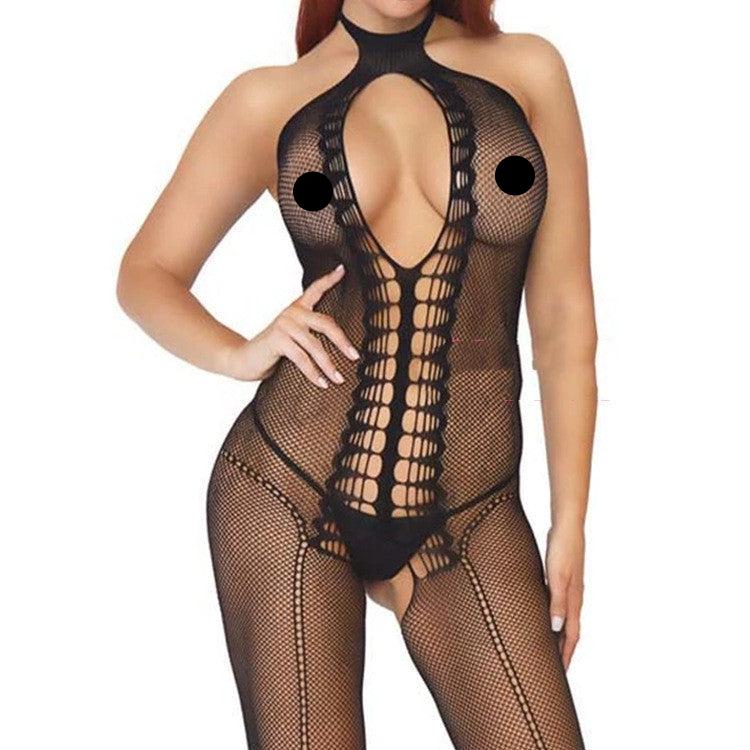 Sexy Deep V Fishnet Hollow One-piece Body-Stocking