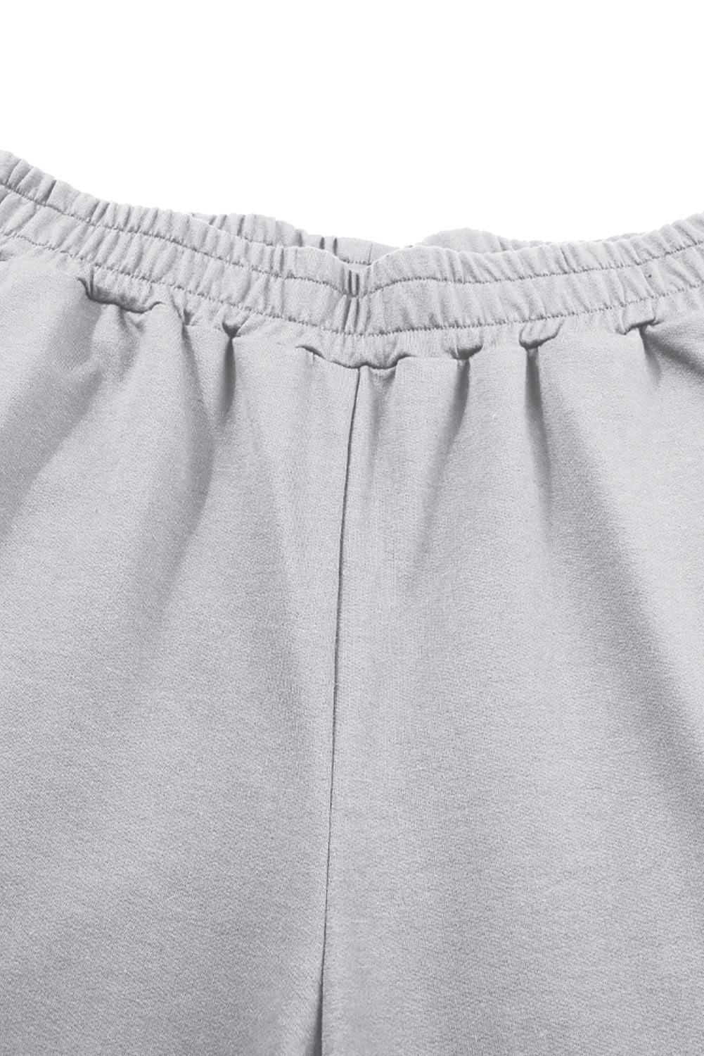 Cotton Blend Light Grey Solid Criss Cross Crop Top and Pants Active Set
