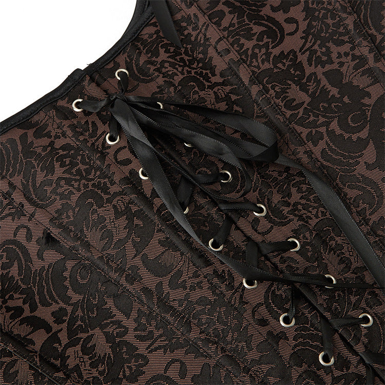 Double-shoulder Strap Jacquard Vintage Corset | Up To 6XL