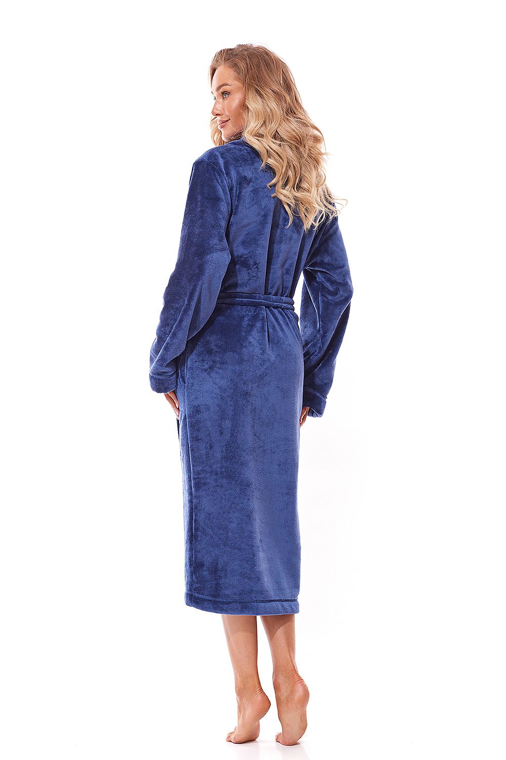Long Navy Blue Luxurious Bathrobe by L&L Collection