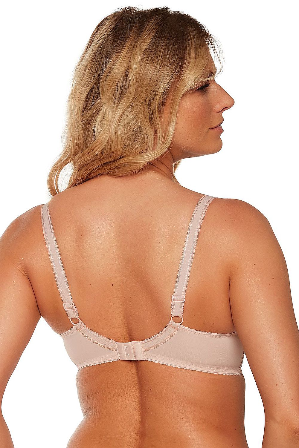 Lace and Tulle Semi-Soft Padded Beige or Pink Bra by Gaia