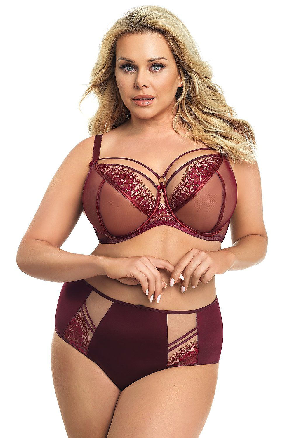 Soft Underwired Burgundy Bra for Larger Breasts by Gorsenia Lingerie