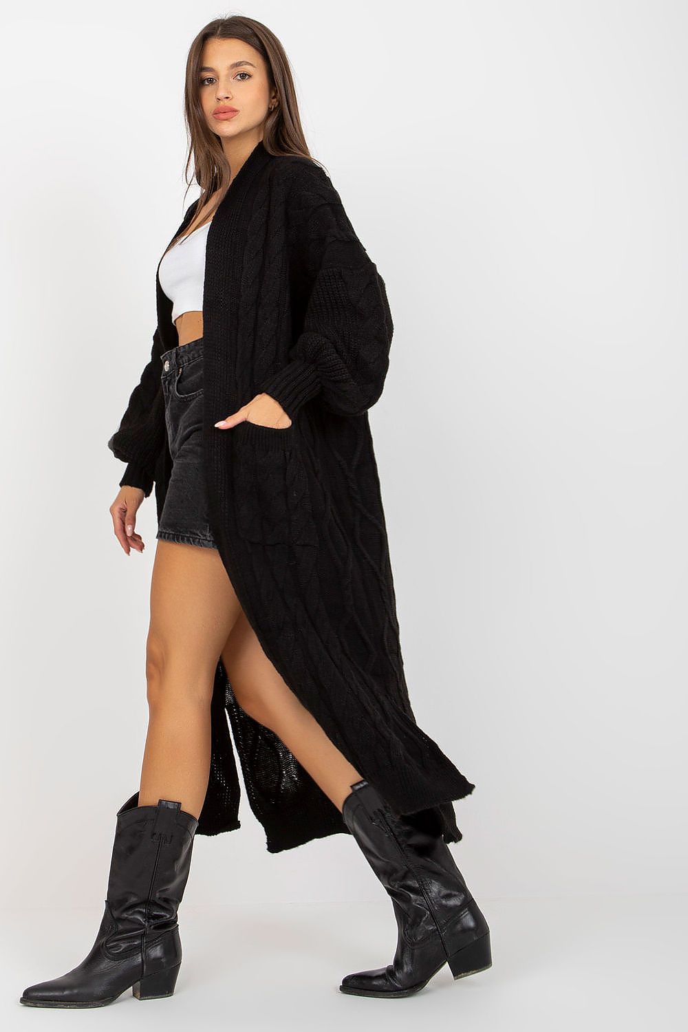 Long Length Long Sleeved Oversized Womens Cardigan by Rue Paris