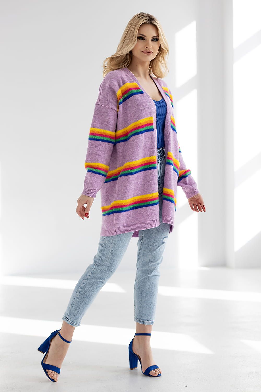 Striped Oversize Knitted Cardigan by PeeKaBoo | 3 Colour Options