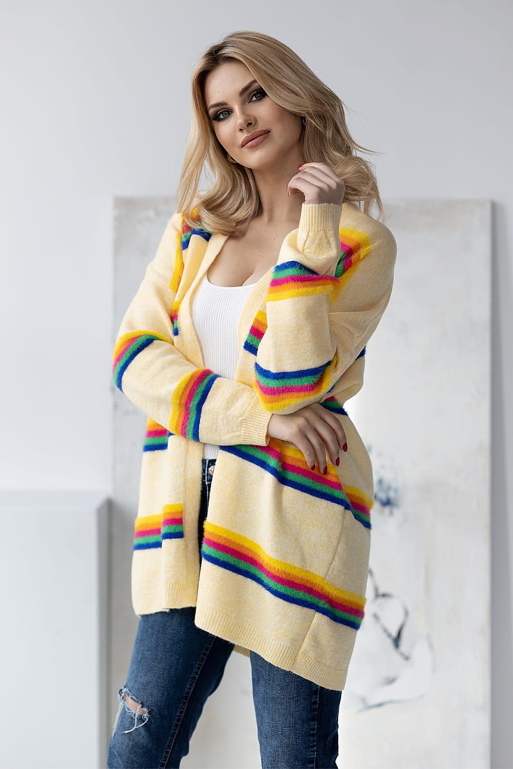 Striped Oversize Knitted Cardigan by PeeKaBoo | 3 Colour Options