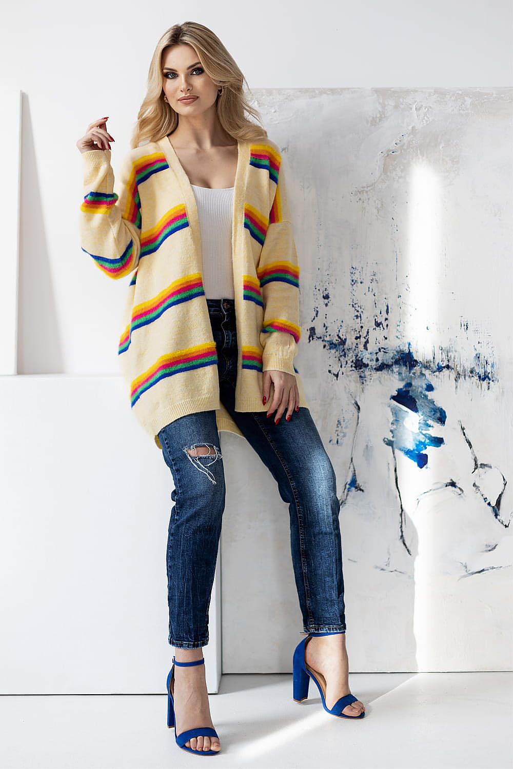 Striped Oversize Knitted Cardigan by PeeKaBoo | 3 Colour Options