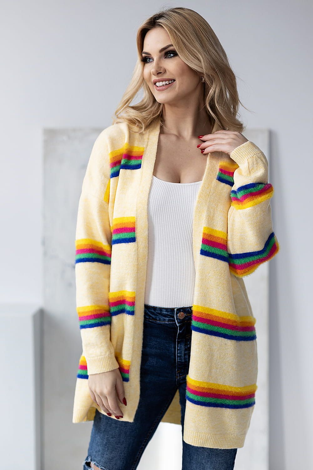 Striped Oversize Knitted Cardigan by PeeKaBoo | 3 Colour Options