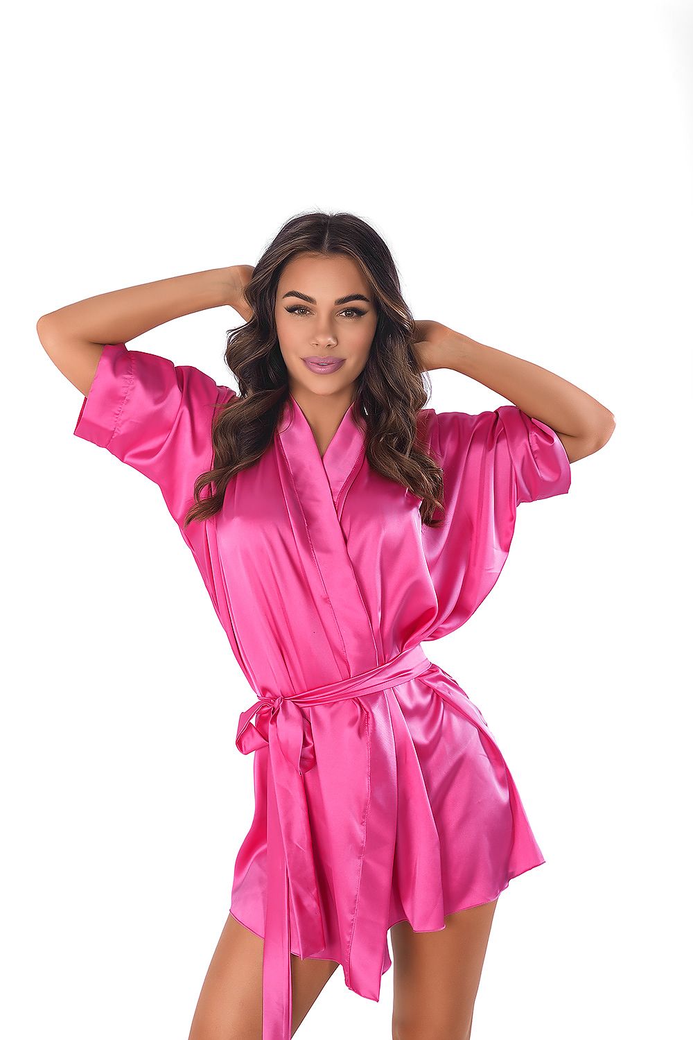 Silky Satin Dressing Gown Pink Bathrobe by Anais Lingerie
