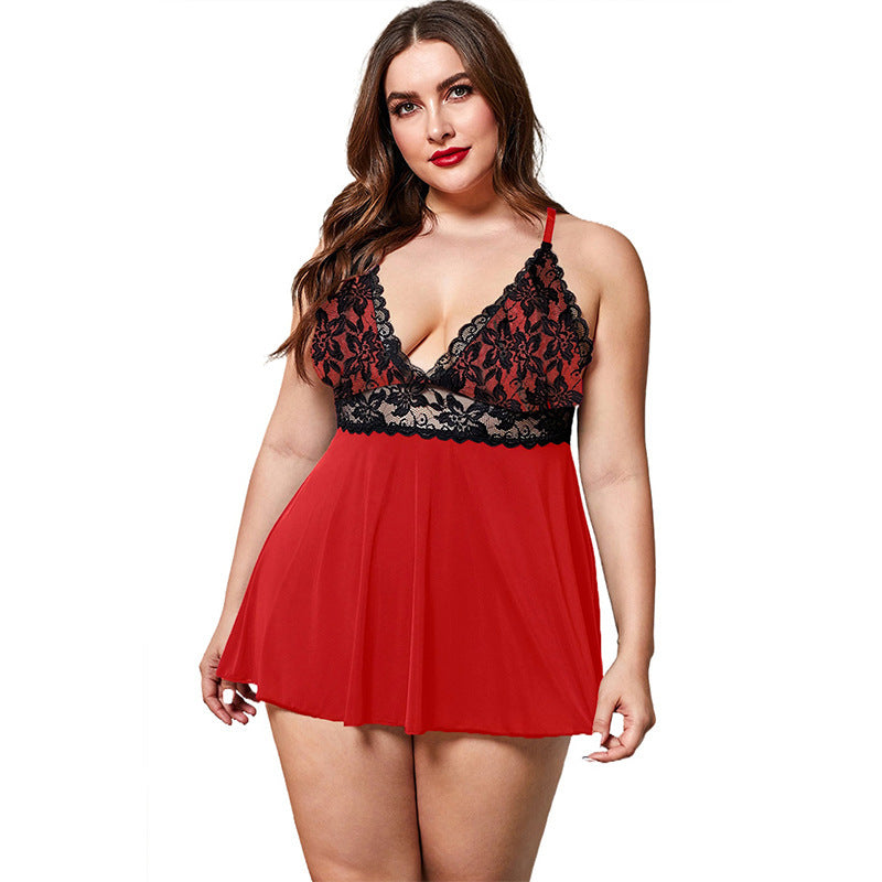 Women's European And American Plus Size Lace Stitching Dress