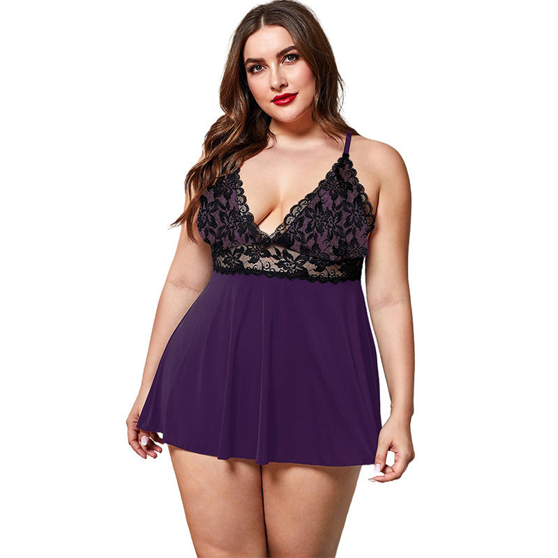 Women's European And American Plus Size Lace Stitching Dress