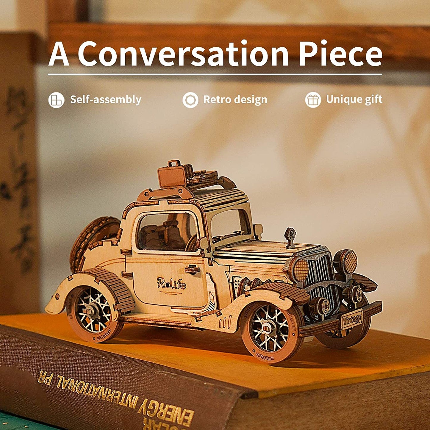 Robotime ROKR Vintage Transport 3D Model Wooden Puzzle - Vintage Car or Tram