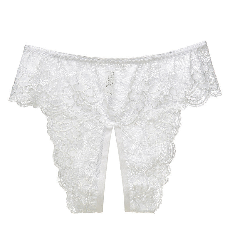 Sexy Lace Open-Crotch French Knickers Thong Underwear - Plus Size