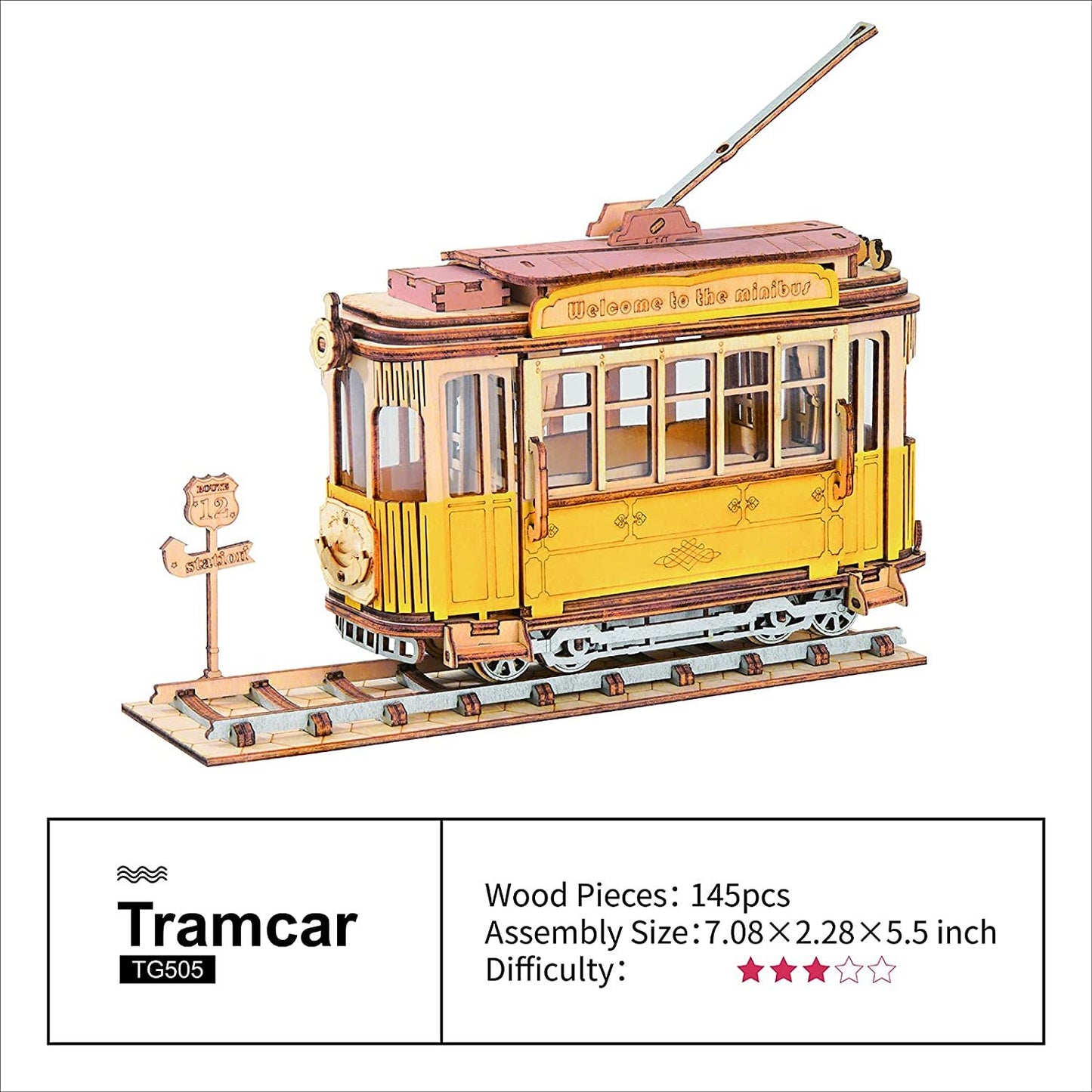 Robotime ROKR Vintage Transport 3D Model Wooden Puzzle - Vintage Car or Tram