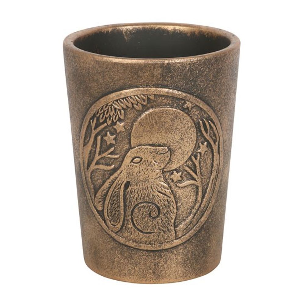Antique Bronze Effect Terracotta Plant Pot - Moon Gazing Hare by Lisa Parker