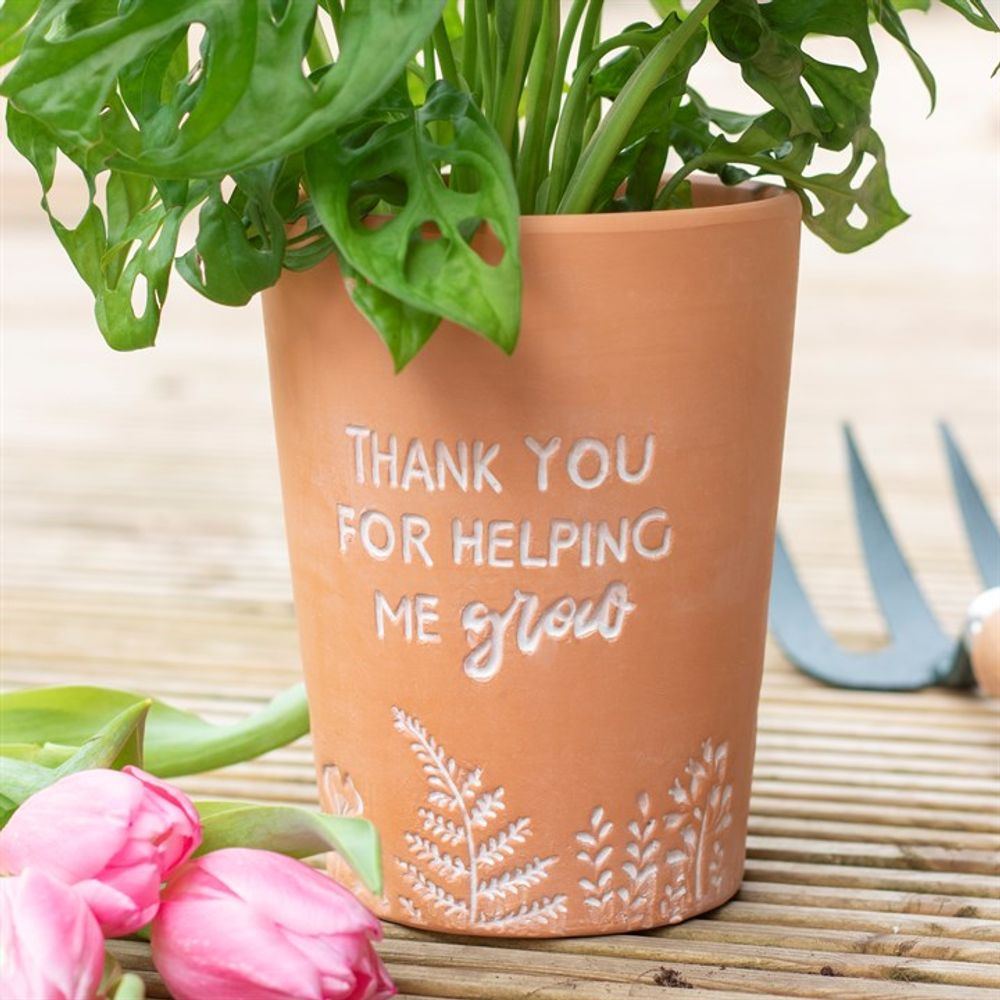 Terracotta Plant Pot - Thank You For Helping Me Grow Inscription