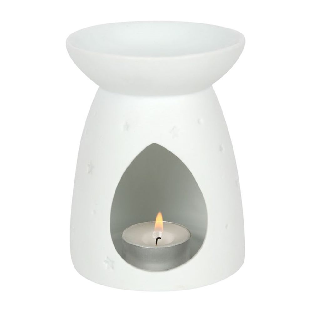 Ceramic Essential Oil Tea-Light Burner - White Angel Wings Imprint