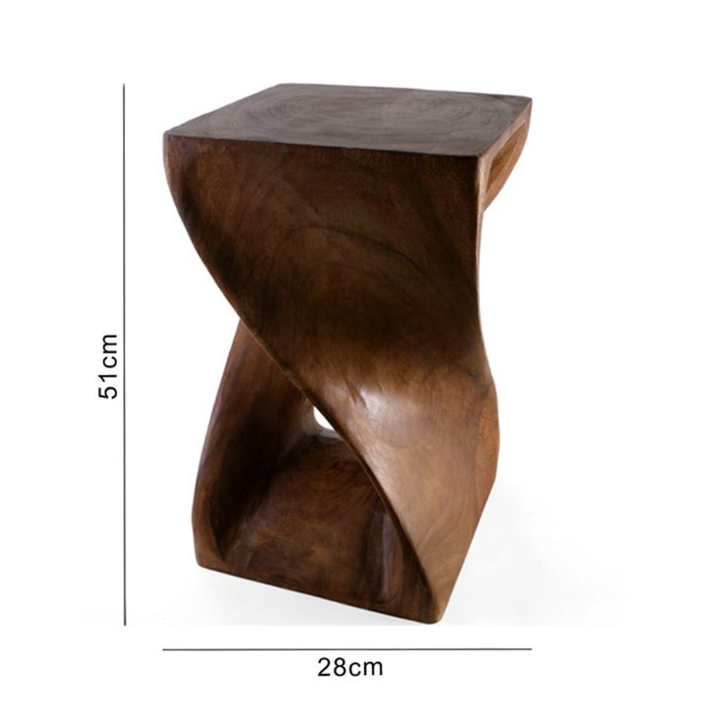 Hand Carved Acacia Wood Twist Table