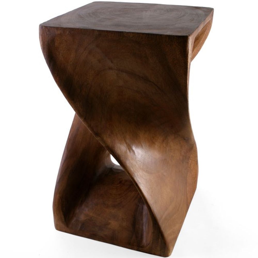 Hand Carved Acacia Wood Twist Table
