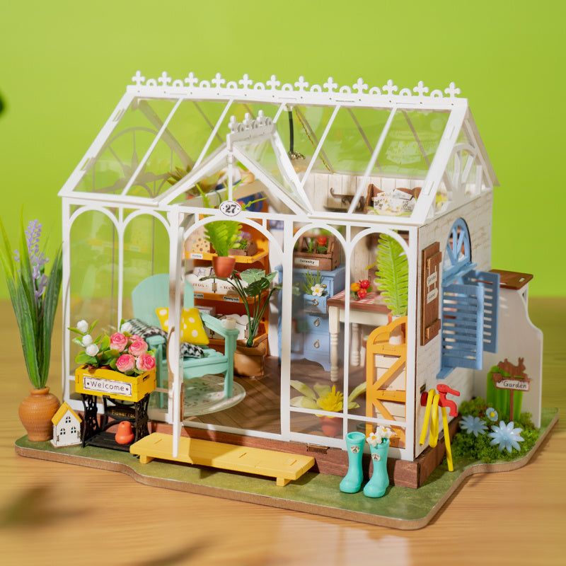 Rolife Hothouse or Greenhouse 3D Wooden Puzzle Build with LED Lighting