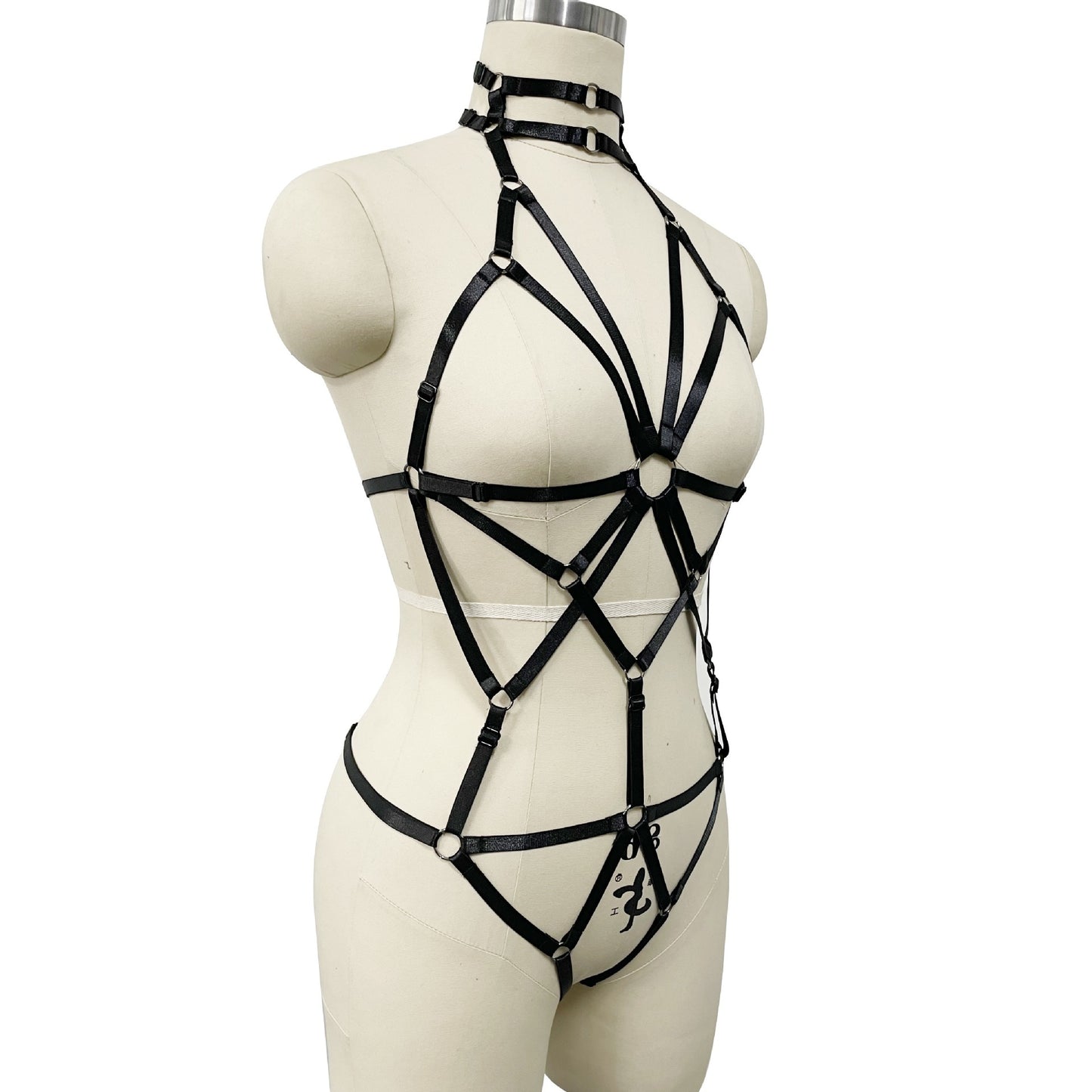 Nylon Strapping Bondage Full Body Harness Lingerie | Black or Red