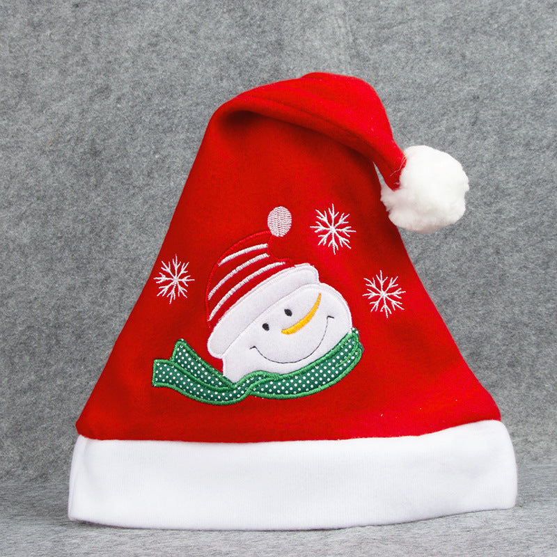 Christmas Hat Cartoon Embroidery Reindeer Santa & Snowman Fuzzy Hat