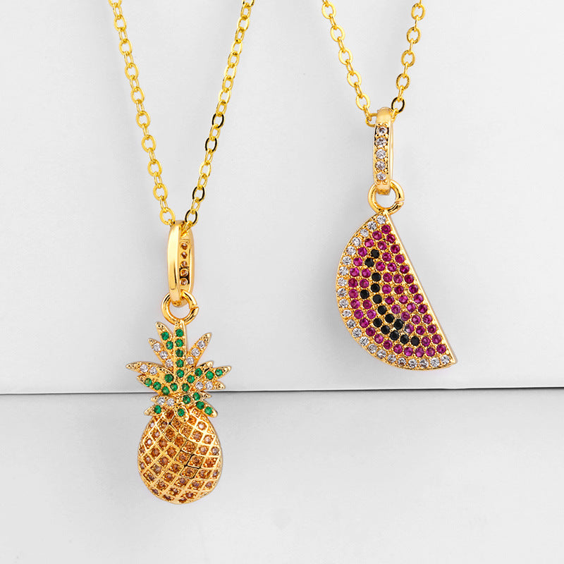 Tropical Cubic Zirconia Necklace - Pineapple or Watermelon