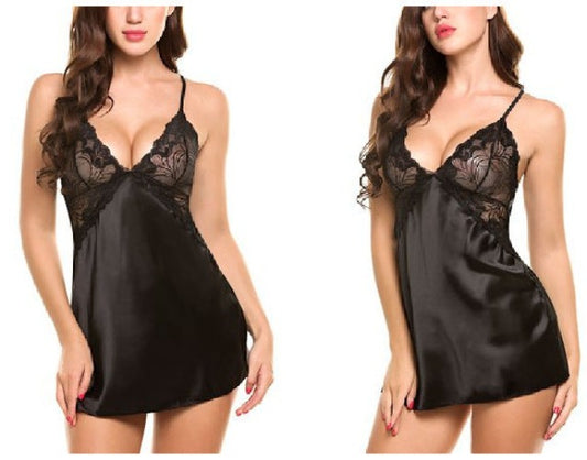 Satin and Lace Babydoll Lingerie Nightwear | 6 Colour Options