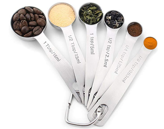 6 Piece Stainless Steel Kitchen Measuring Spoons Set