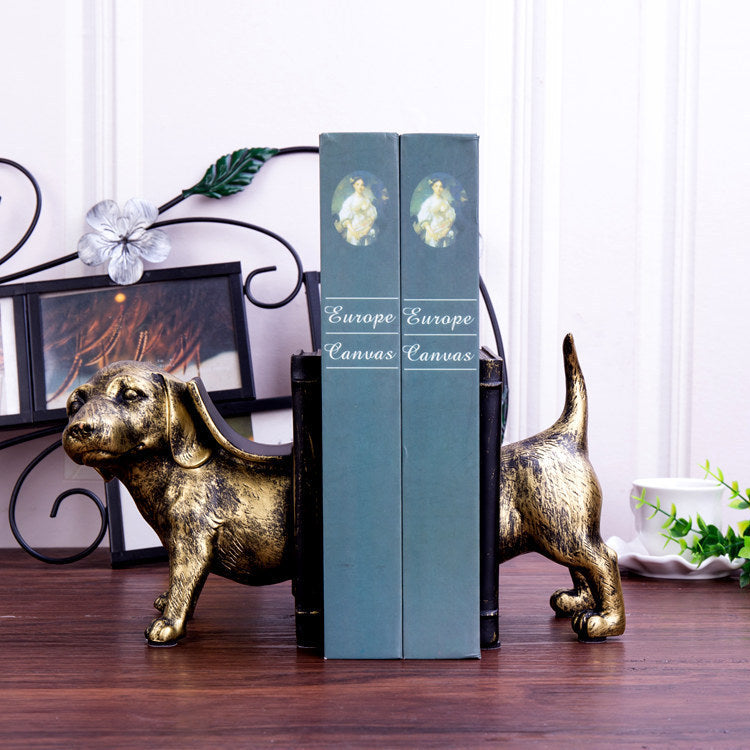 Antique Bronze Effect Dachshund Dog Bookend Pair